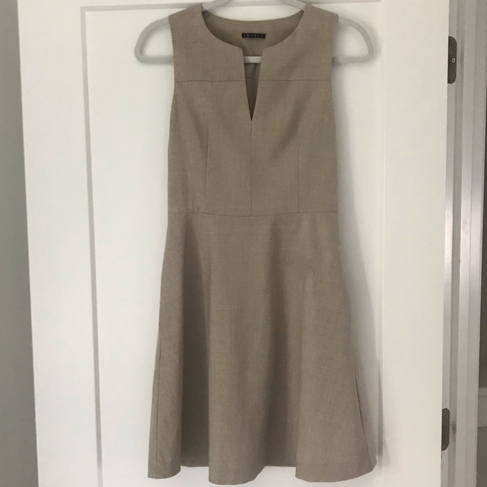 Theory cream/gray cocktail dress